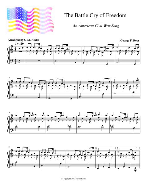 Root scored for Piano/Vocal; id:269376. . Battle cry of freedom midi